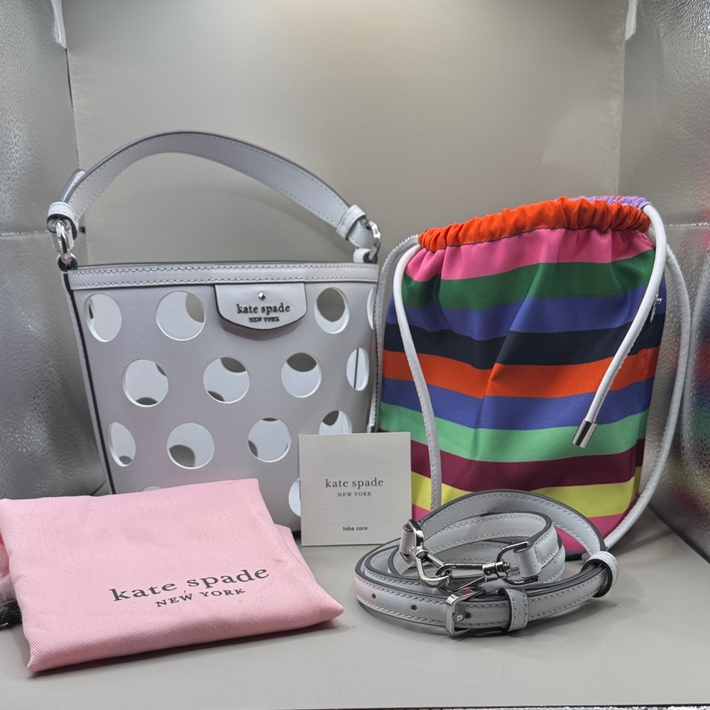 Kate Spade Pippa Rainbow dot small bucket Bag